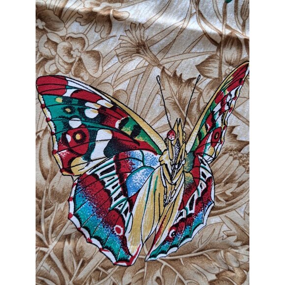 Vintage Italy Silk Butterfly Print Scarf With Red Border 34" X 34" Square - Picture 4 of 9